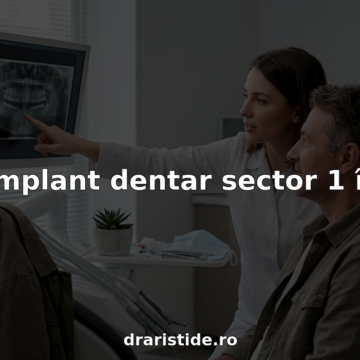 Medicul stomatolog discută cu pacientul într-un cabinet modern, oferindu-i sfaturi și soluții personalizate pentru sănătatea dentară.