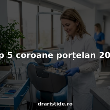 Medicul stomatolog oferă consult pentru coroane din porțelan în cadrul clinicii.