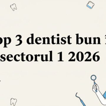 Ilustrație vectorială cu tematică dentară, folosită ca element decorativ în jurul titlului articolului
