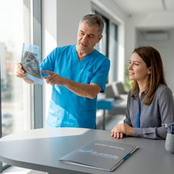 Medicul stomatolog îi prezintă pacientului variantele de tratament disponibile și îl ajută să aleagă cea mai potrivită soluție pentru sănătatea dinților săi.
